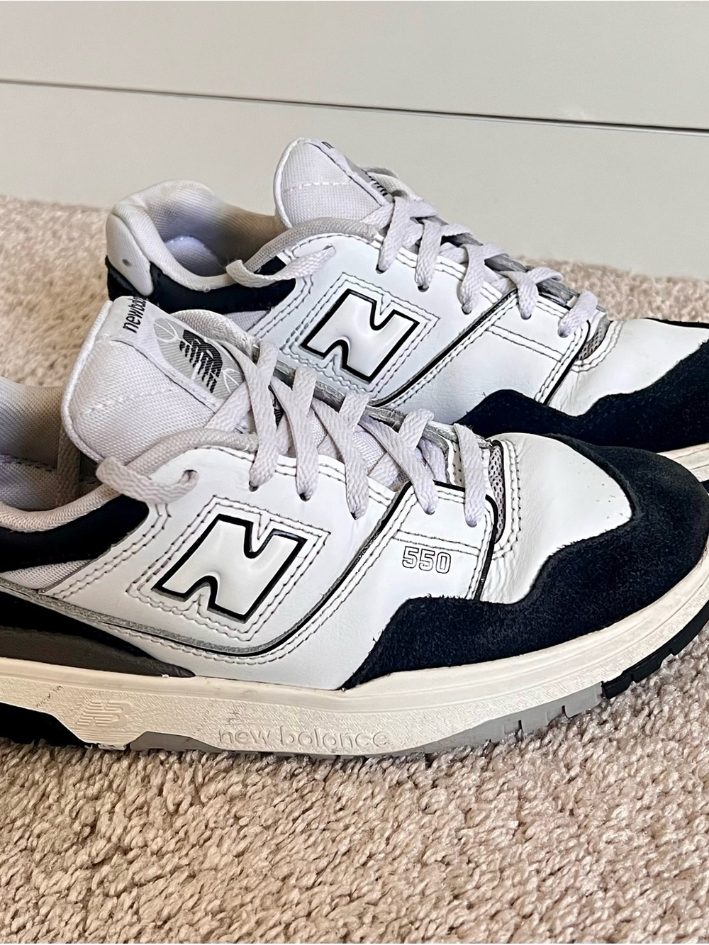 New Balance Kids 550 Sneakers in White and Black